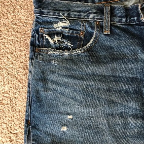 Abercrombie & Fitch Distressed Mid Rise Denim Shorts Sz 32 - Picture 4 of 6